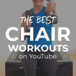 Pin for pinterest - text overlay on image of seated woman performing a upper body exercise