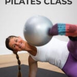 Pin for Pinterest of pilates class at home