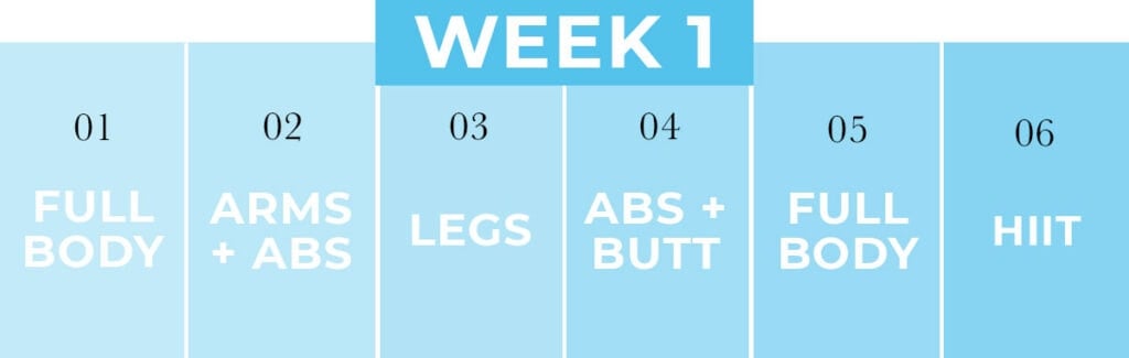 4 Week Workout Plan - week 1 calendar graphic