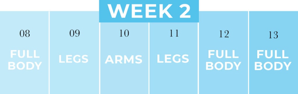 4 Week Workout Plan - week 2 calendar graphic