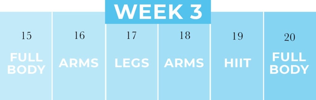 4 Week Workout Plan - week 3 calendar graphic
