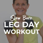 Pin for Pinterest of woman performing leg exercises with dumbbells