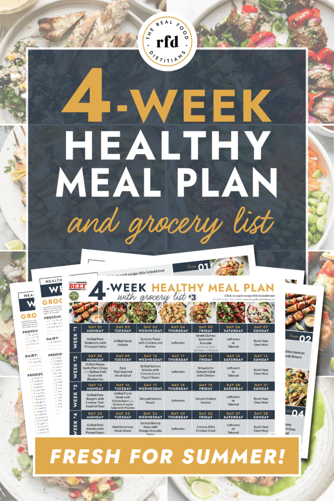 Pin image of 4 week healthy summer meal plan