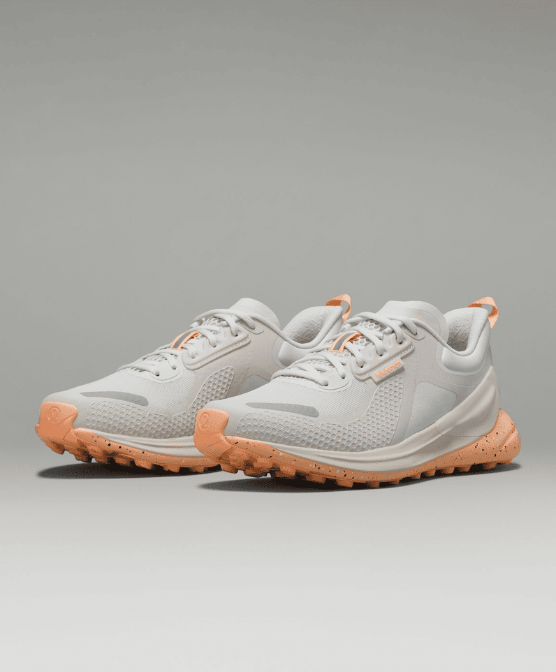 Product image of blissfeel trail running shoes in white and orange color