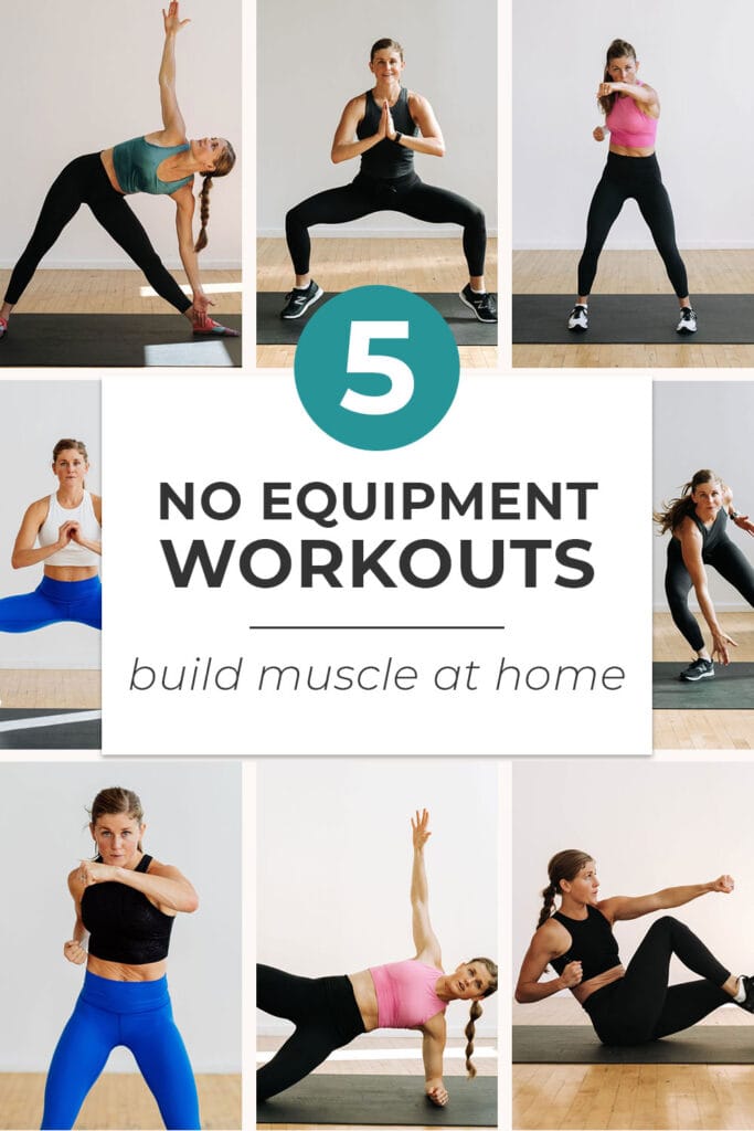 pin for pinterest - collage image of different bodyweight exercises
