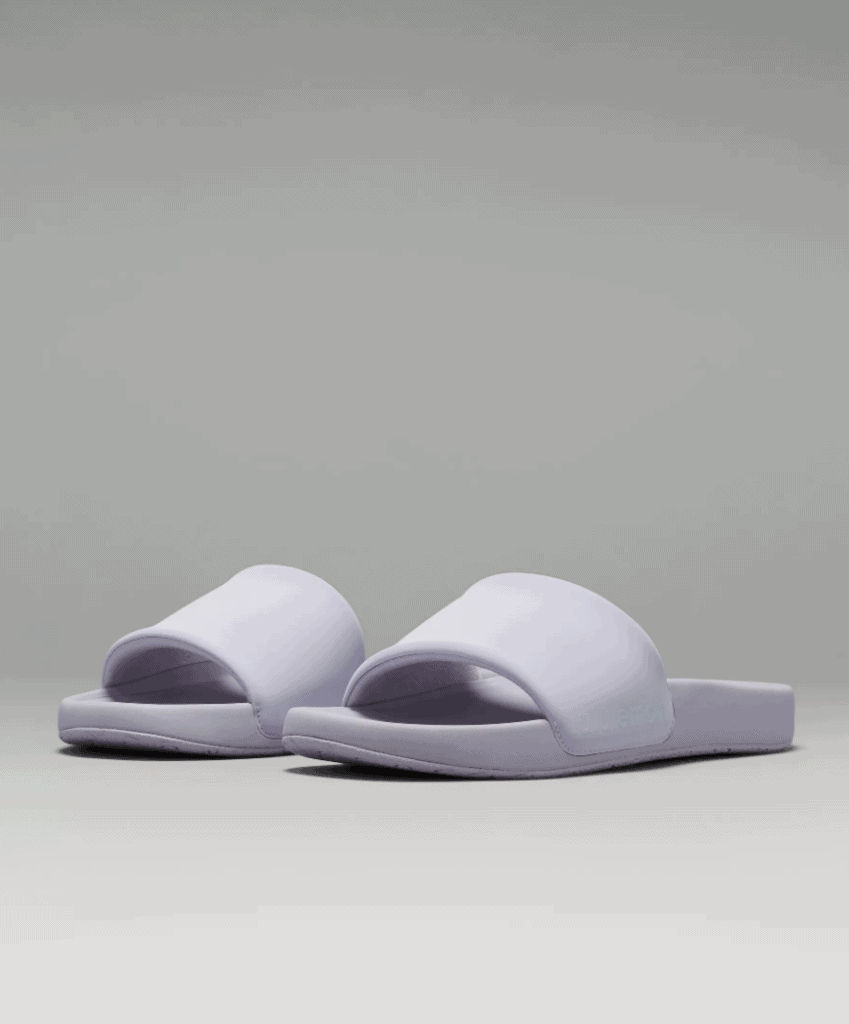 image of purple restfeel slide on shoes from lululemon