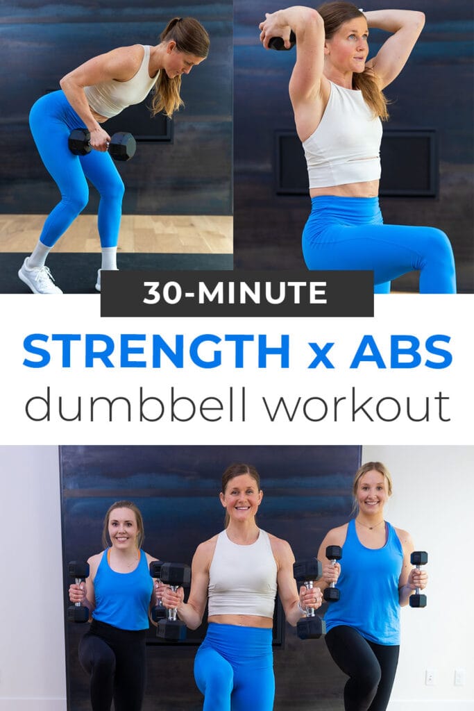 Pin for pinterest - full body dumbbell strength workout with abs