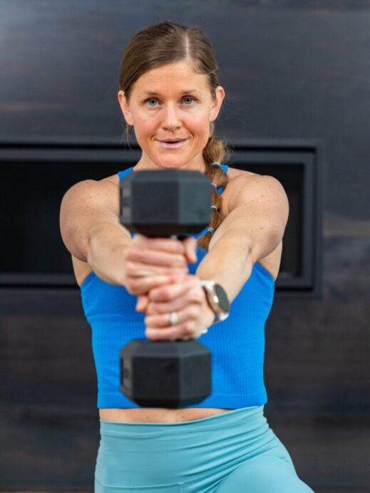 unilateral core exercises dudmbbell press