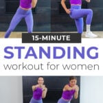 Pin for Pinterest of woman doing a low impact cardio workout