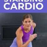 Pin for Pinterest of woman doing a low impact cardio workout