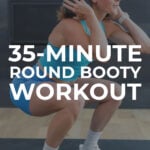 Pin for Pinterest of women performing squat variations