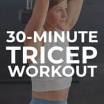 Pin for Pinterest of woman performing the best tricep exercises