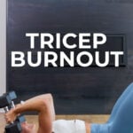 Pin for Pinterest of woman performing the best tricep exercises