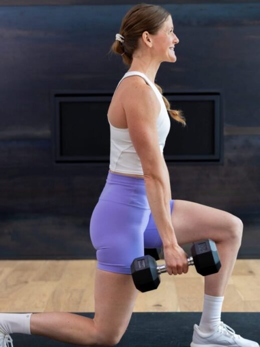 dumbbell leg workout - front lunge vertical