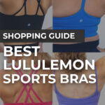 collage of women wearing lululemon sports bras