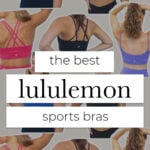 collage of women wearing lululemon sports bras