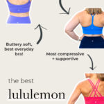 Pin for pinterest showing the most popular lululemon sports bras