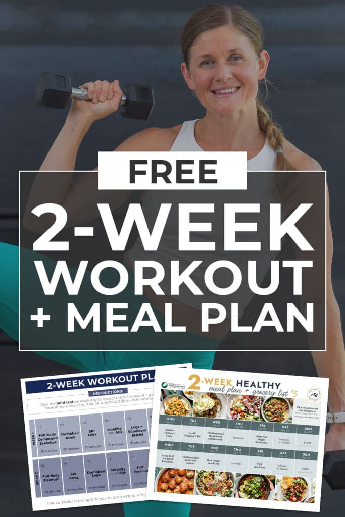 2 Week Workout and Meal Plan pin for pinterest