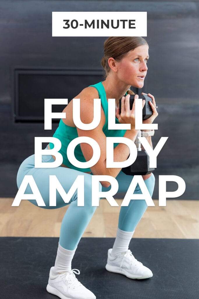 30-minute full body AMRAP workout at home - pin for pinterest