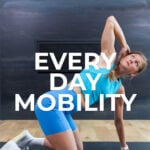 Pin for Pinterest of woman performing daily mobility exercises