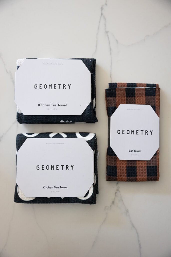 Set of three geometry dish towels | discount codes