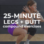 Pin for Pinterest of woman performing compound leg exercises in a lower body workout