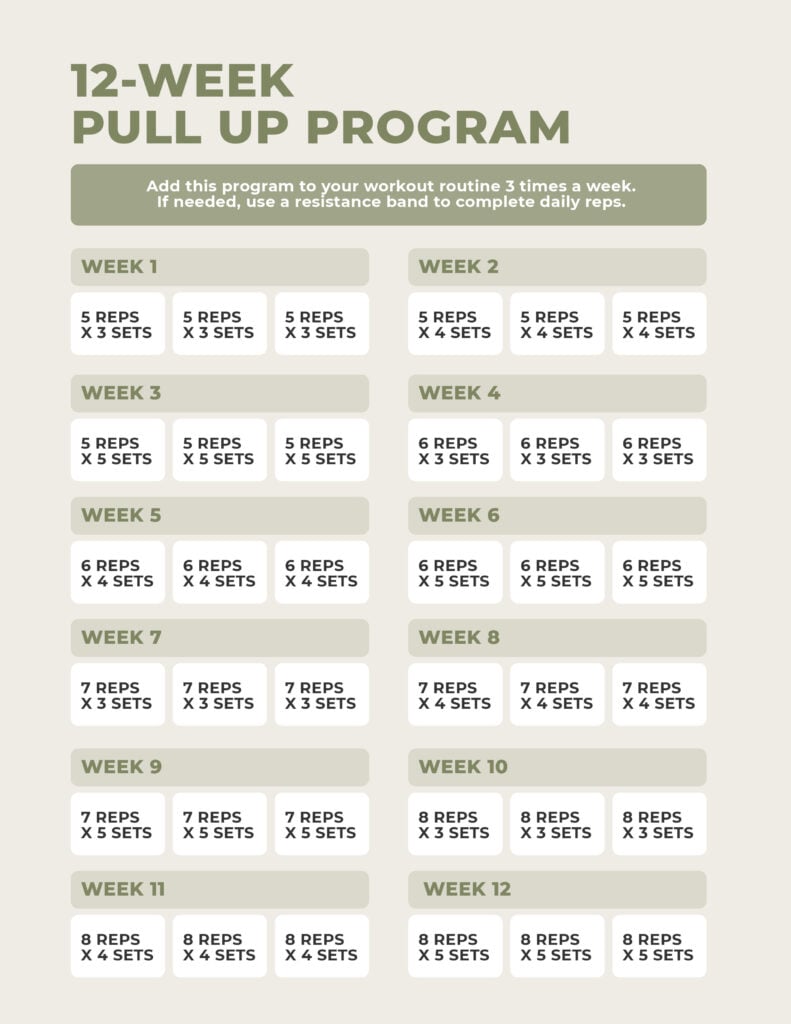 12 week pull up program calendar