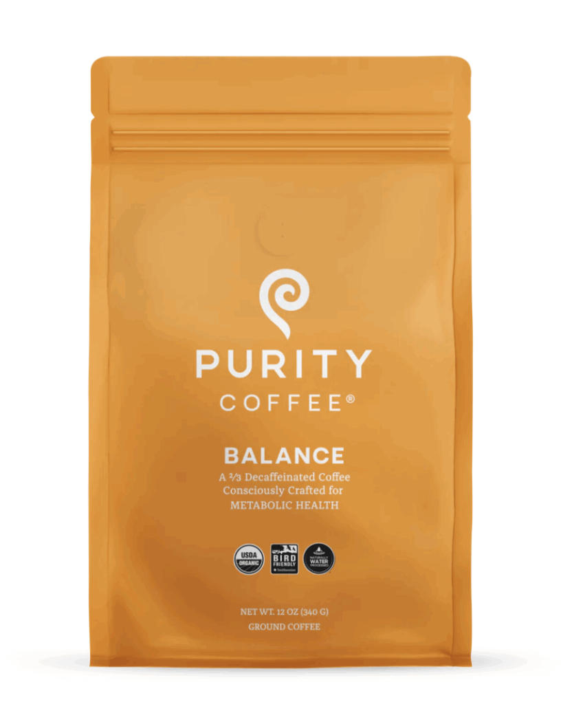 Bag of Purity Coffee grounds.