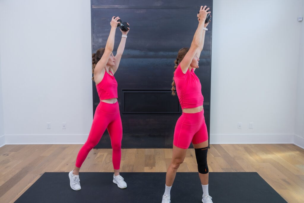 two women performing woodchop exercise as part of best oblique exercises