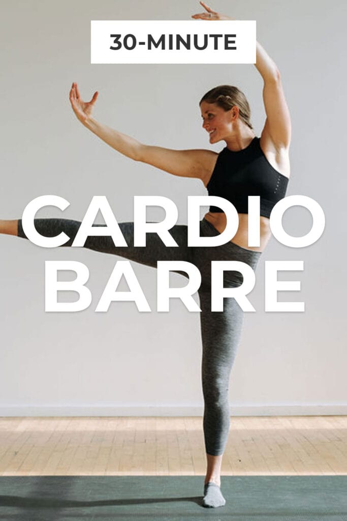 Pin for pinterest - 30-minute cardio barre workout with leg lift exercise