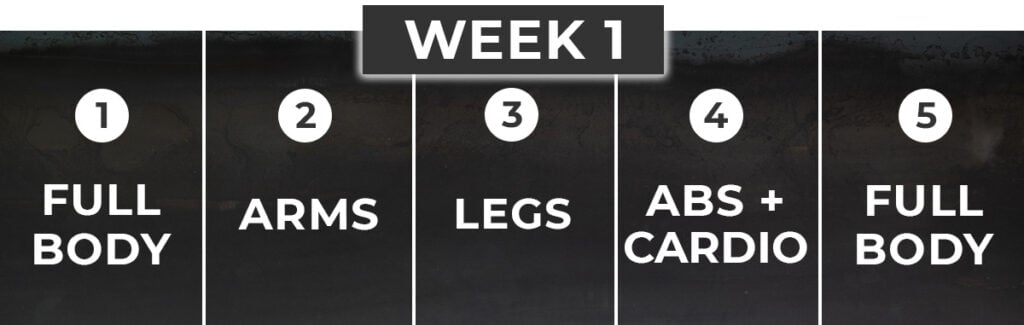 Calendar showing week 1 of metcon100 a metabolic conditioning program