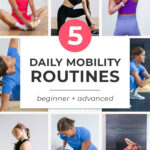 collage of woman performing mobility exercises