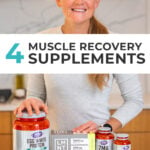 woman posing with muscle recovery supplements