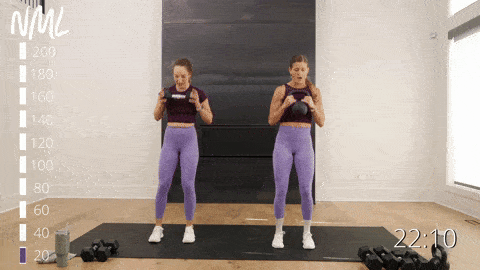two women performing a deadlift clean and alternating reverse lunge in a full body workout