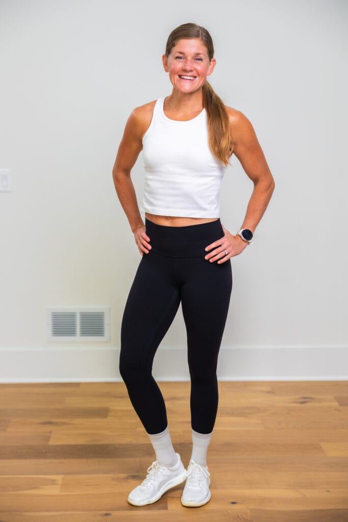 woman wearing lululemon high rise align pant