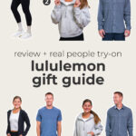 Collage of various lululemon sweatshirts and leggings