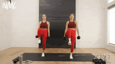 two women performing a single leg deadlift and balance back row