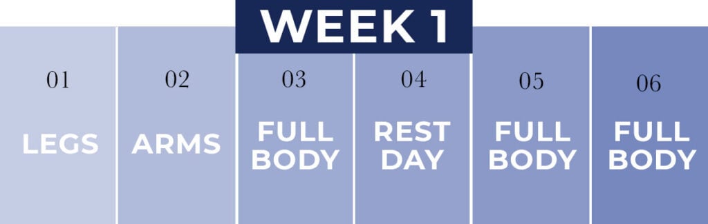 week 1 calendar of beginner workout plan