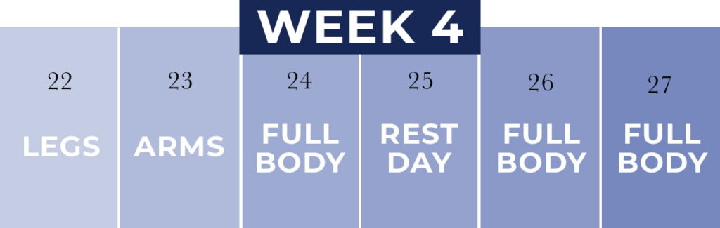 week 4 calendar of beginner workout plan