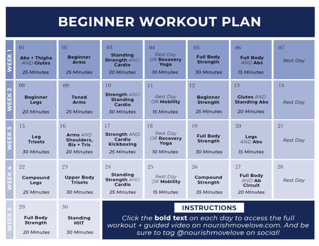 30 Day Beginner Workout Plan S