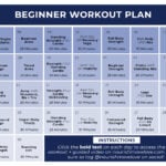 calendar graphic of 30 days of beginner workouts