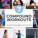 collage of woman performing different compound exercises