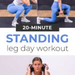 collage of woman performing leg exercises at home