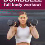 woman performing shoulder press as example of best dumbbell exercises