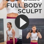 Collage of woman performing dumbbell exercises