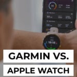 woman wearing garmin watch and showing what screen on phone looks like