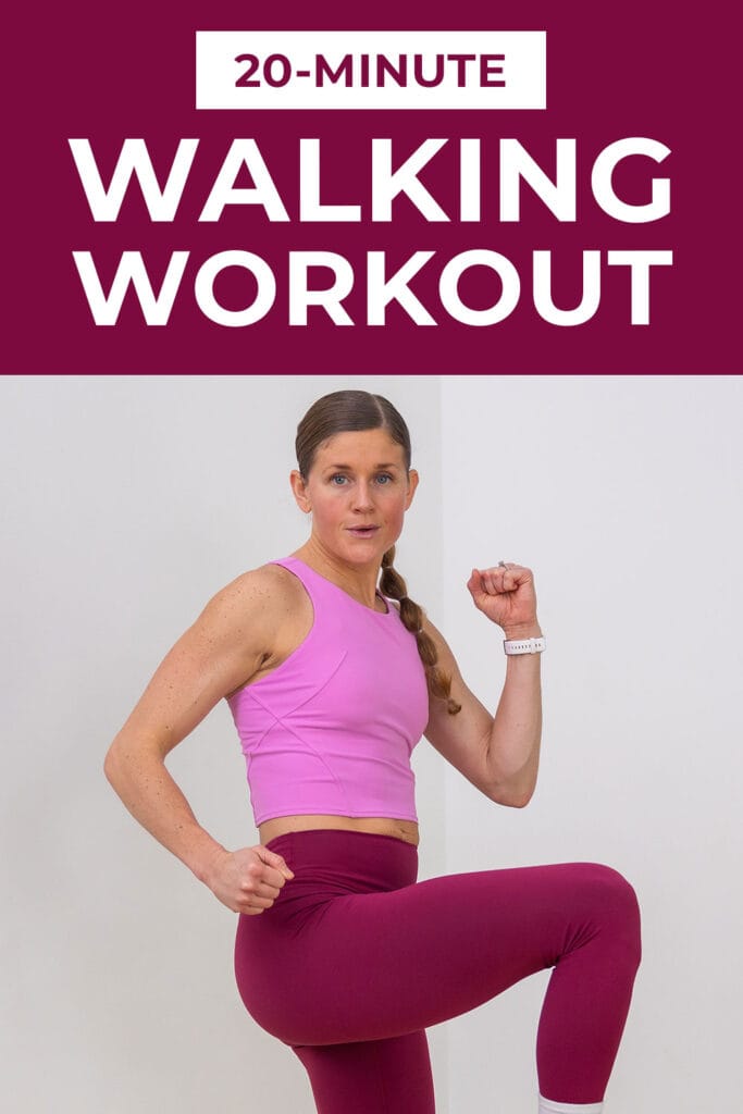 Woman performing a standing walking workout