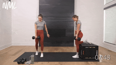 two women performing a single leg dumbbell deadlift as part of the best glute exercises