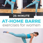 collage of woman performing barre exercises