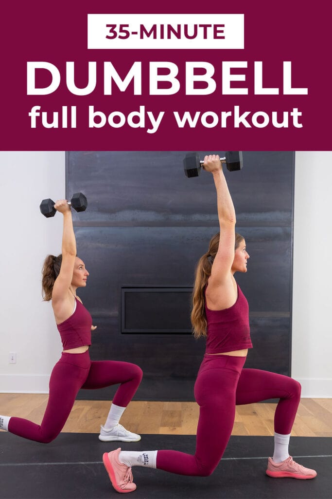 two women performing a lunge and shoulder press